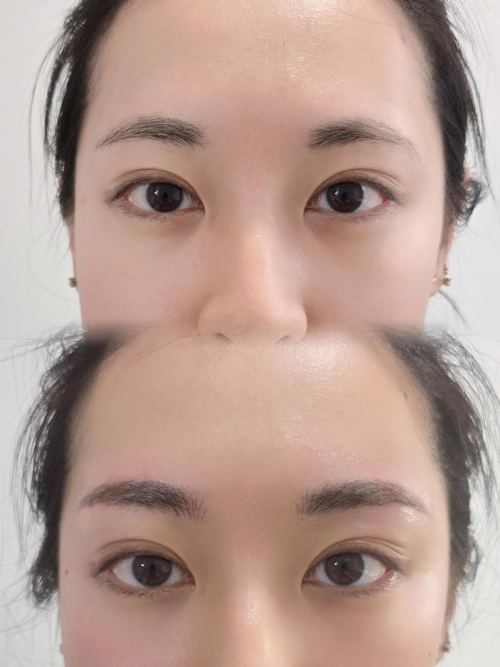 Close-up of finished eyebrow tattoo result