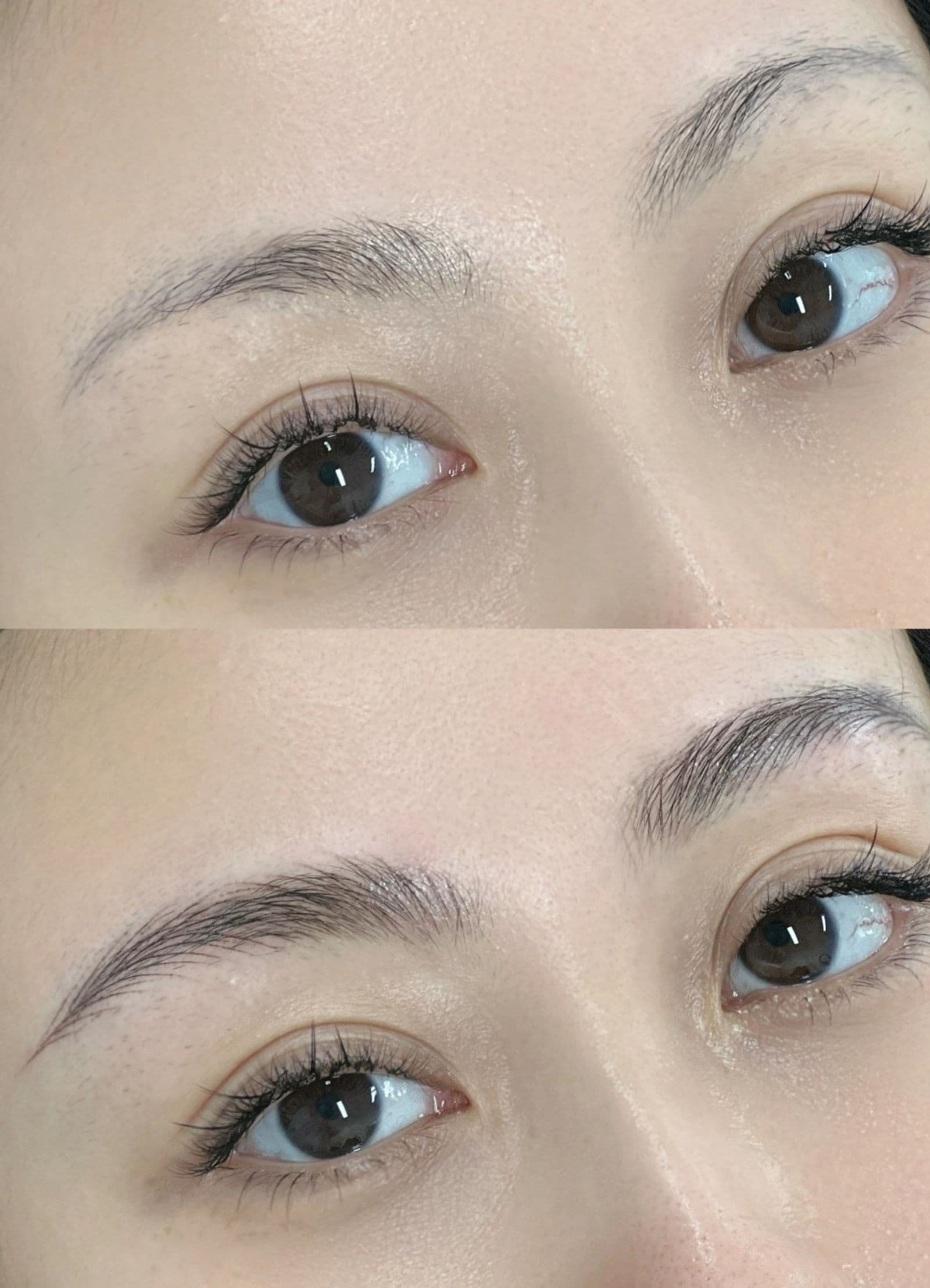 Close-up of finished eyebrow tattoo result