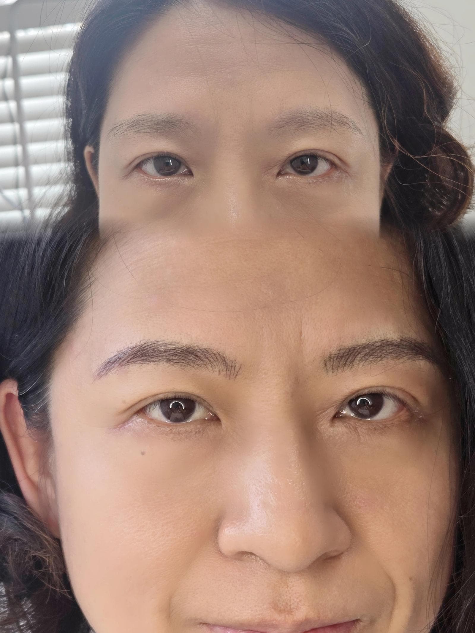 Close-up of finished eyebrow tattoo result