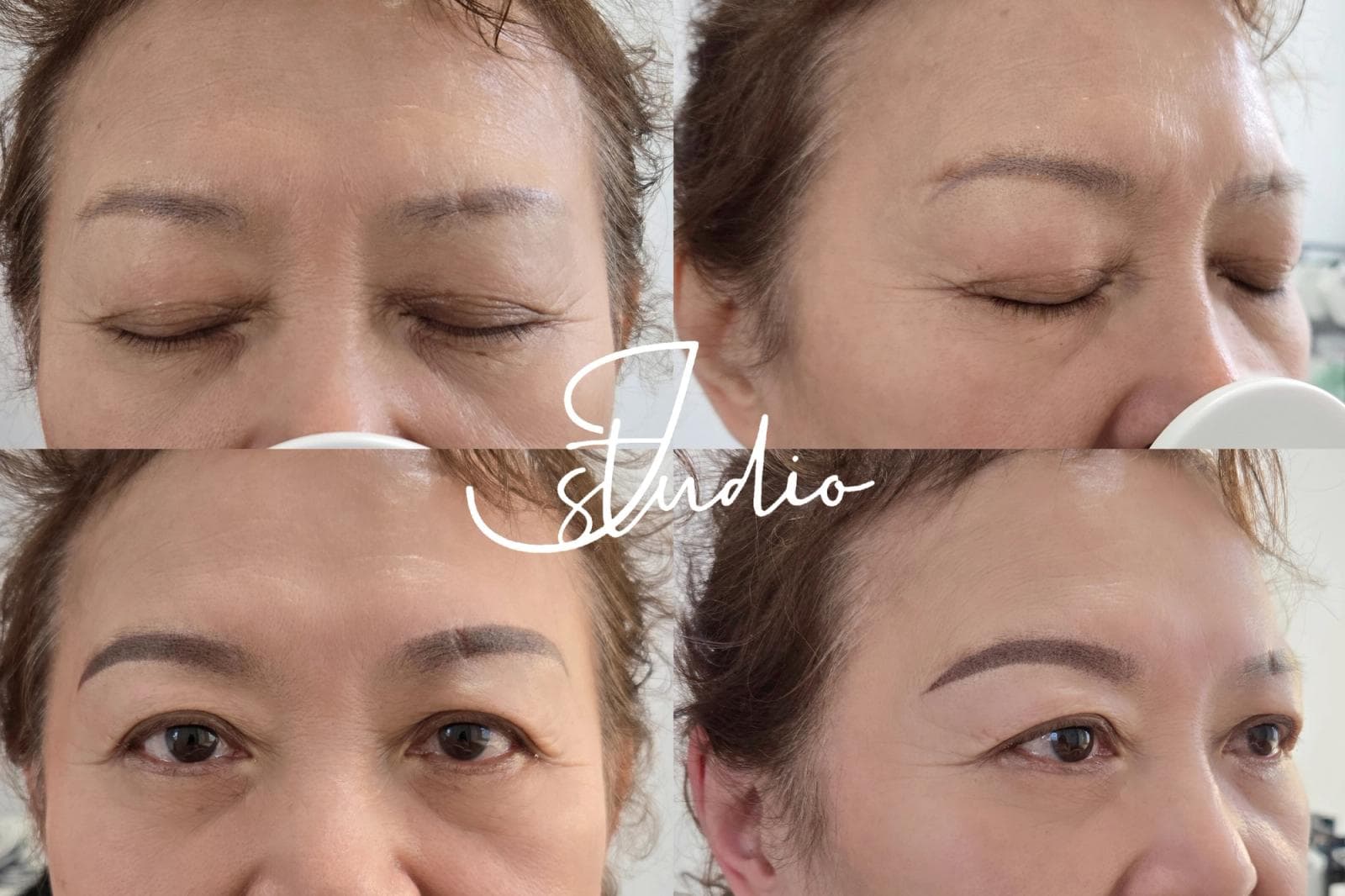 Close-up of finished eyebrow tattoo result