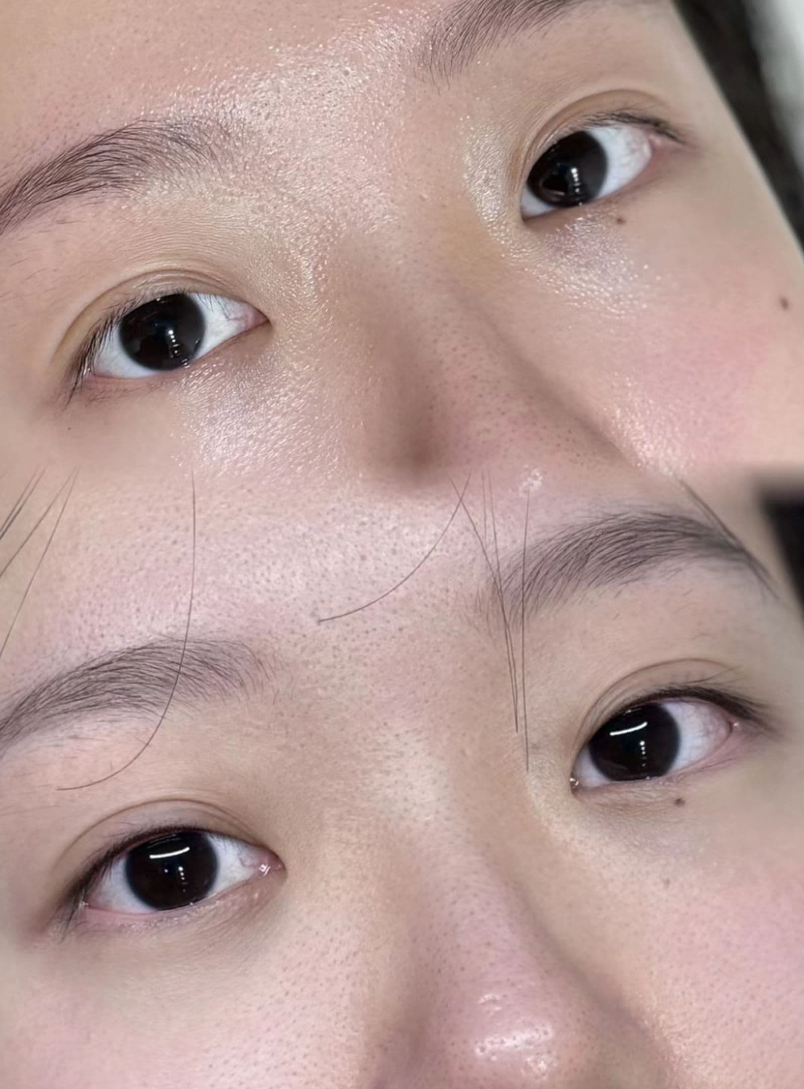 Close-up of finished inner eyeliner result