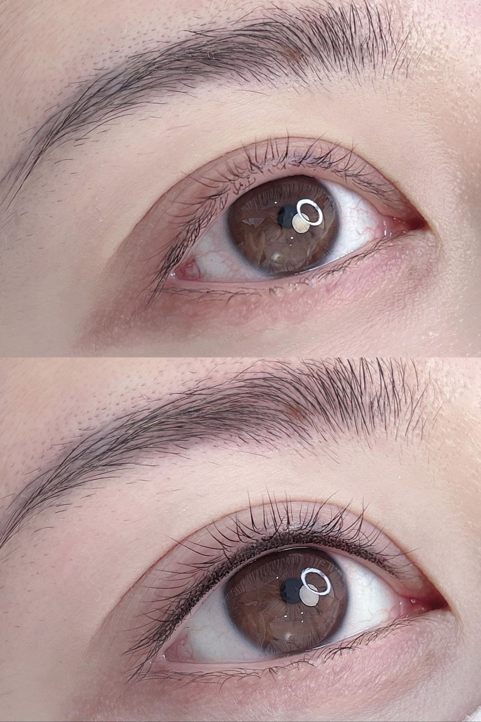 Close-up of finished inner eyeliner result