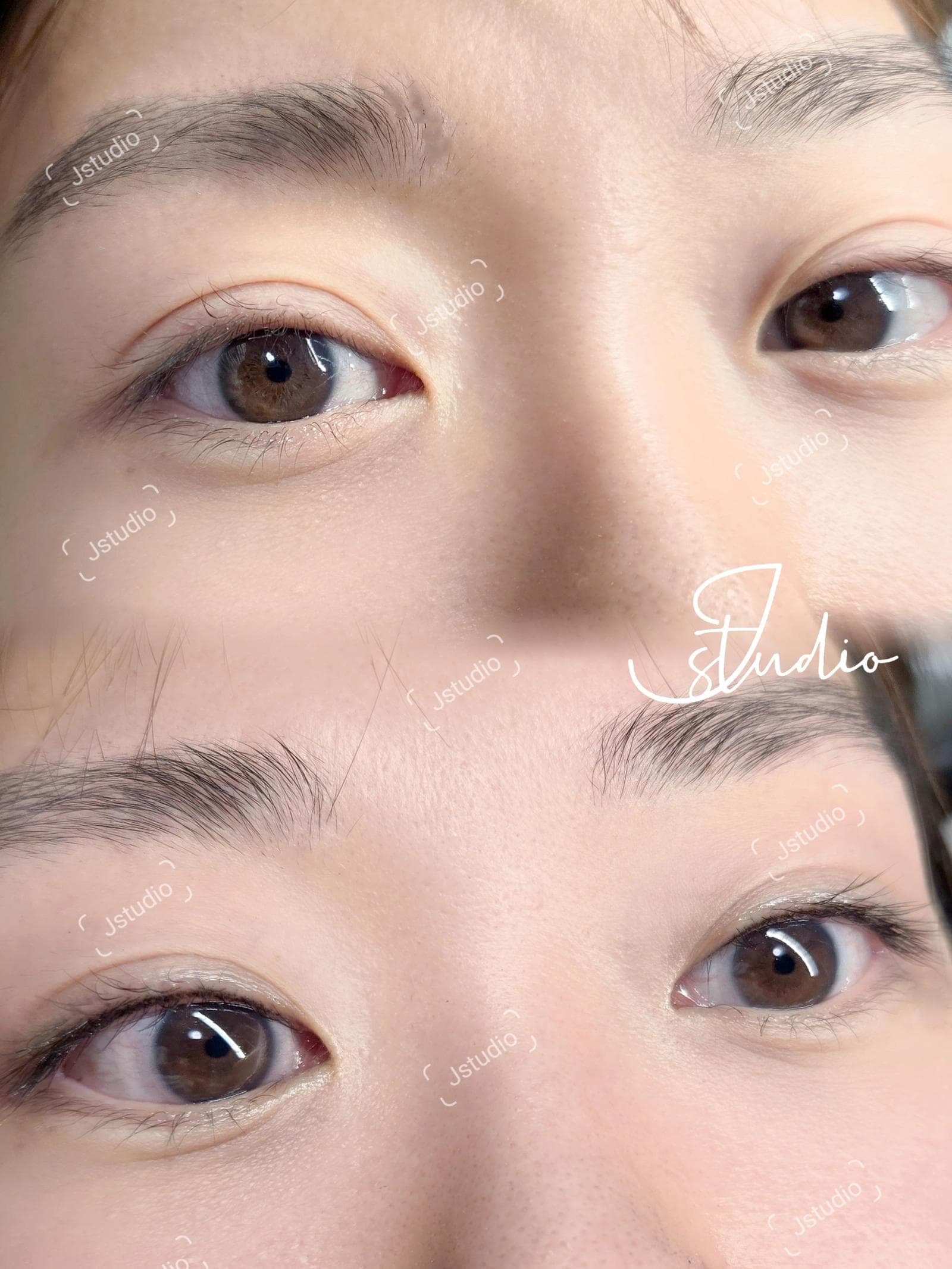 Close-up of finished inner eyeliner result