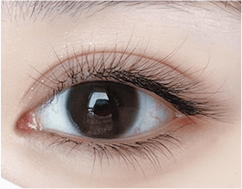 Close-up of a classic lash extension set, one extension per natural lash